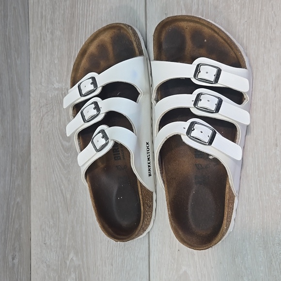 Birkenstock Women Floroda White Sandals Slide Flats Shoes Sz 37/6 Regular - Picture 2 of 11